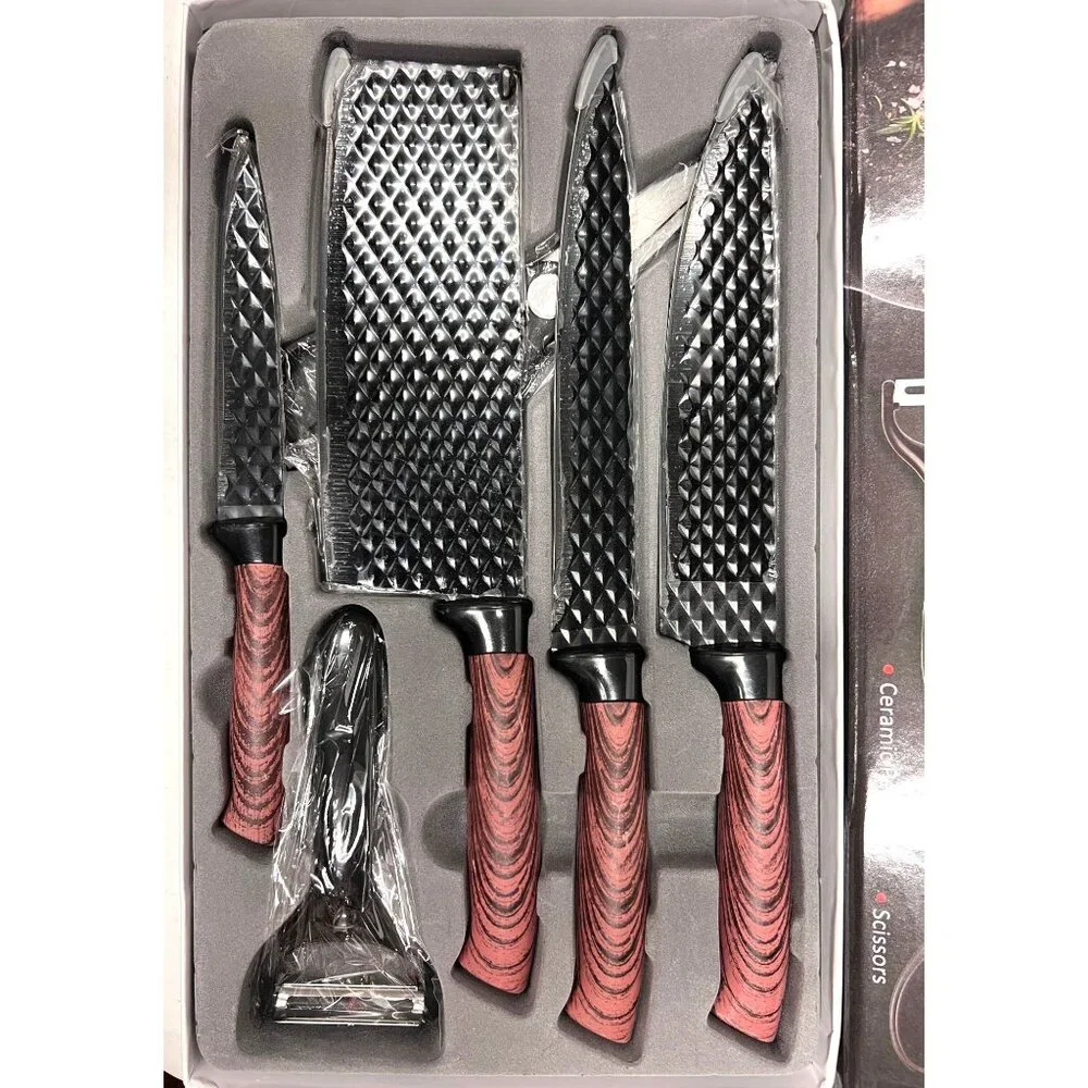 New Concubine Lan 6-Piece Chefs Knife Set With Ceramic Peeler and Pro Scissors